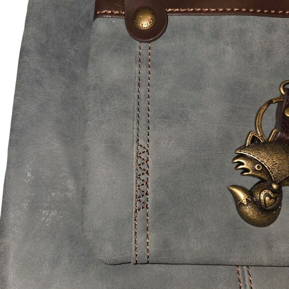 Chala Nwt Gemini Gray Crossbody Bag Purse With Fox Keychain - Picture 6 of 15